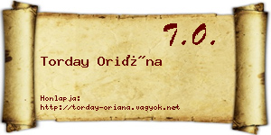 Torday Oriána névjegykártya